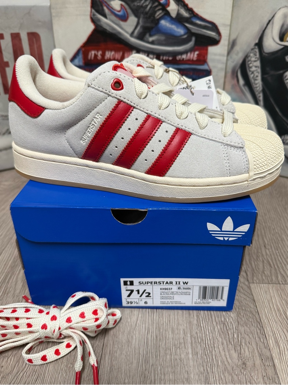 Adidas Superstar II ‘Valentines’ Red/ Cream Women Sneakers sizes 7.5, 8